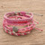 Glass Beaded Macrame Bracelets in Fuchsia Set of 7 'Boho Histories in Fuchsia'