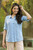 Artisan Designed Sky Blue Embroidered Cotton Blouse 'Elegant in Sky Blue'