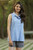 Sleeveless Blue Cotton Button Front Embroidered Blouse 'Spring Festivity in Blue'