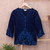 Blue Rayon Embroidered Floral Blouse 'Azure Blossom'