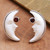 Garnet Crescent Moon Button Earrings from Bali 'Moon Awakening'