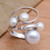 Creamy White Cultured Pearl Cocktail Ring 'Wave Crest'