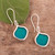 Andean Handmade Sterling Silver Turquoise Leaf Earrings 'Turquoise Leaf Drops'