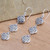 Artisan Crafted Sterling Silver Dangle Earrings 'Four-Petaled Flowers'