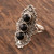 Ornate Three-Stone Onyx Cocktail Ring 'Vintage Vogue'