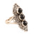 Ornate Three-Stone Onyx Cocktail Ring 'Vintage Vogue'