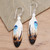 Handcrafted Carved Bone Painted Feather Theme Earrings 'Fanciful Feathers'