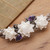 Silver and Amethyst Bracelet with Carved Bone Flowers 'Ivory Lotus'