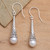 Balinese Handcrafted White Cultured Pearl Earrings 'White Beacon Glow'