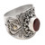 Balinese Silver and Oval Garnet Ring with Gold Accents 'Oval Crimson Glow'