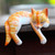 Wood Sleeping Cat Statuette Orange Tabby 'Napping Cat'