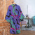 Women's batik robe 'Turquoise Ocean'
