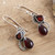 Faceted and Cabochon Garnet Dangle Earrings 'Fireglow'