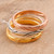 Gold and Silver Engraved Stacking Band Rings Set of 3 'Triple Union'
