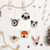 Hand Crafted Animal Face Wool Felt Ornaments Set of 6 'Happy Animals'