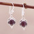 Natural Garnet Cabochon and Sterling Silver Earrings 'Intricate Twirl in Crimson'