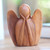Angel Statuette Hand Carved from Wood 'Watching Angel'