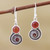 Spiral Carnelian and Garnet Dangle Earrings 'Red Swirl'