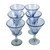 Hand Blown Blue Martini Glasses from Mexico Set of 6 'Fiesta Azul'