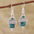 Malachite Cabochon and Sterling Silver Dangle Earrings 'Green Ocean'