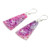 Recycled CD Dangle Earrings in Pink and Purple 'Orchid Polygons'