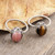 Pair of Silver Rings with Rhodochrosite and Tiger's Eye 'Hearts in Harmony'