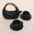 Balinese Matte Black Ceramic Tea Set with Teak Handle 'Resting Cloud in Black'