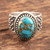 Composite Turquoise and Sterling Silver Men's Ring 'Majestic Allure'