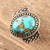 Composite Turquoise and Sterling Silver Men's Ring 'Majestic Allure'