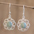 Flower Shaped Jade Dangle Earrings 'Mixco Flora in Light Green'