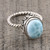 Oval Larimar Cabochon Sterling Silver Ring 'Endless Summer Sky'