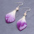 Purple and White Real Flower Petal Dangle Earrings 'Forever Orchid in Purple'