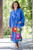 Blue and Multicolored Floral Rayon Robe 'Beautiful Flowers in Blue'