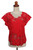 Red Floral Openwork and Embroidered Rayon Top 'Rose Mallow in Red'