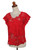 Red Floral Openwork and Embroidered Rayon Top 'Rose Mallow in Red'