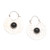 Hammered Sterling Silver Hoop Earrings with Black Onyx Stone 'Round Shadow'