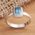 Faceted Rectangle Blue Topaz Sterling Silver Ring 'Blue Tablet'