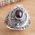 Garnet cabochon Locket Sterling Silver Cocktail Ring 'The Secret in Red'