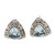 Triangular Bezel Set Blue Topaz Button Earrings 'Pyramid Power in Blue'