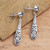 Balinese Blue Topaz and Sterling Silver Earrings 'Flower Pendulum'