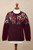 Burgundy Floral Intarsia Knit 100 Alpaca Sweater 'Burgundy Garden'