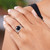 Checkerboard Faceted Onyx Sterling Silver Cocktail Ring 'Buddha's Curls in Black'
