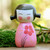 Small Albesia Wood Statuette in Pink 'Shy Lady in Pink'