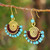 Brass and Turquoise Colored Bead Dangle Earrings 'Sky Kiss'