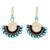 Brass and Turquoise Colored Bead Dangle Earrings 'Sky Kiss'