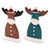 Hand Painted Holiday Reindeer Statuettes Pair 'Smiling Reindeer'