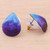 Hand Made Orchid Petal Button Earrings 'Orchid Kiss in Blue'