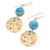 Reconstituted Turquoise Bead and Brass Coin Dangle Earrings 'Golden Coin in Turquoise'