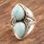 Hand Crafted Larimar and Sterling Silver Cocktail Ring 'Sky God'