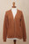 Eco Friendly Cable Knit Open Front Deep Orange Cardigan 'Ginger Cable Classic'